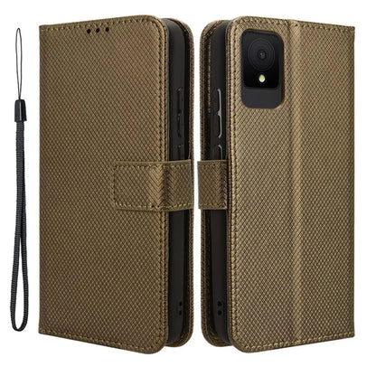 For TCL 502 Diamond Texture Leather Case Stand Wallet Phone Cover