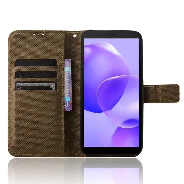For TCL 502 Diamond Texture Leather Case Stand Wallet Phone Cover