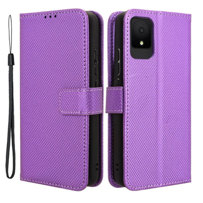 For TCL 502 Diamond Texture Leather Case Stand Wallet Phone Cover