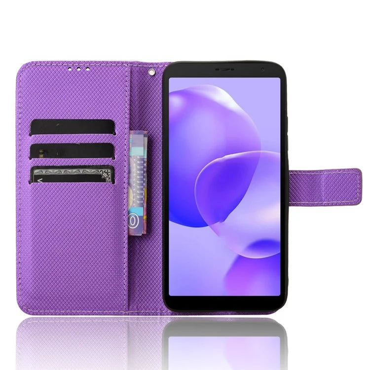 For TCL 502 Diamond Texture Leather Case Stand Wallet Phone Cover