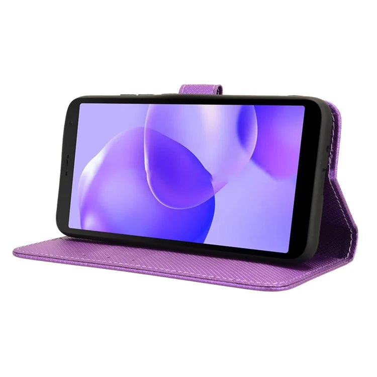 For TCL 502 Diamond Texture Leather Case Stand Wallet Phone Cover