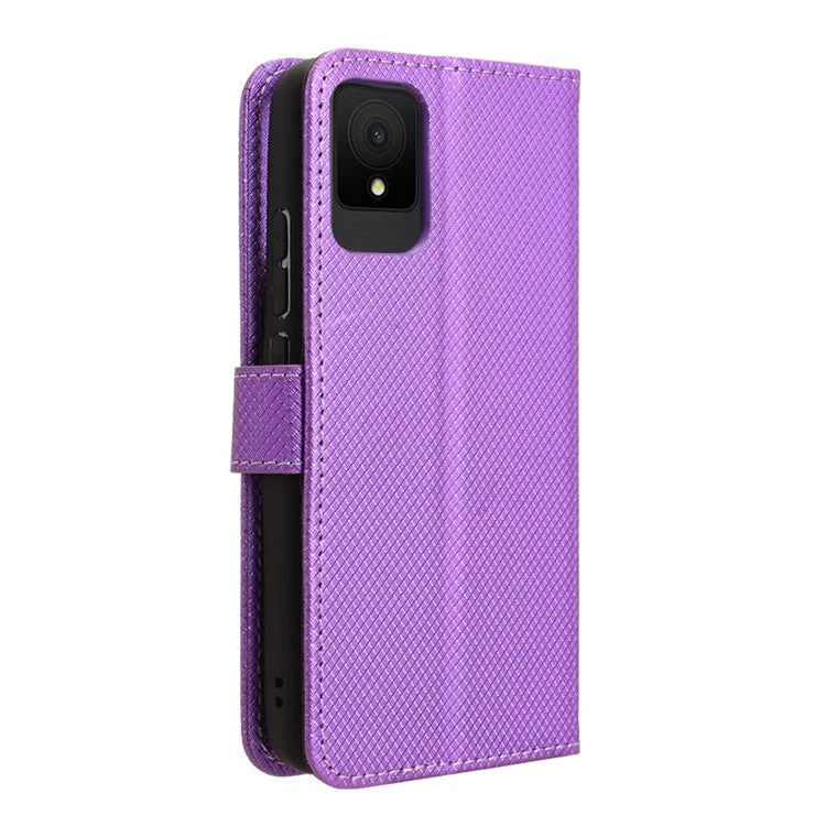 For TCL 502 Diamond Texture Leather Case Stand Wallet Phone Cover