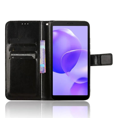 For TCL 502 Phone Case Crazy Horse Texture PU Leather Wallet Flip Cover