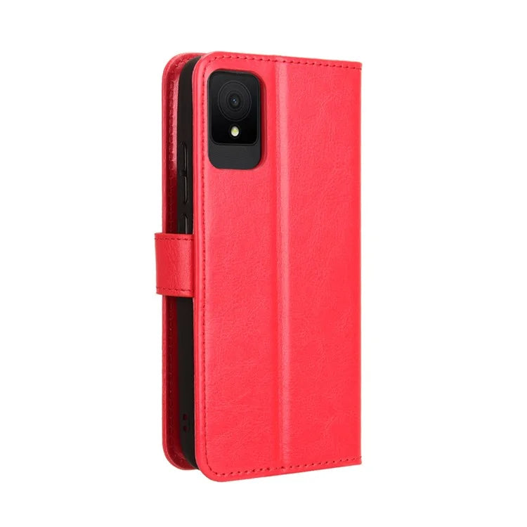 For TCL 502 Phone Case Crazy Horse Texture PU Leather Wallet Flip Cover
