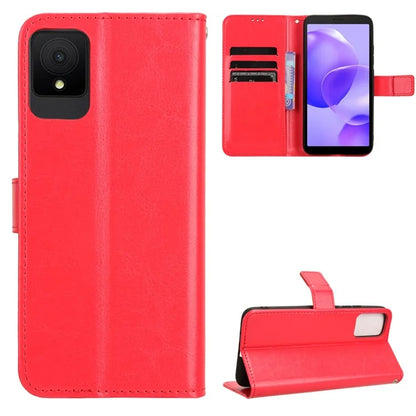 For TCL 502 Phone Case Crazy Horse Texture PU Leather Wallet Flip Cover