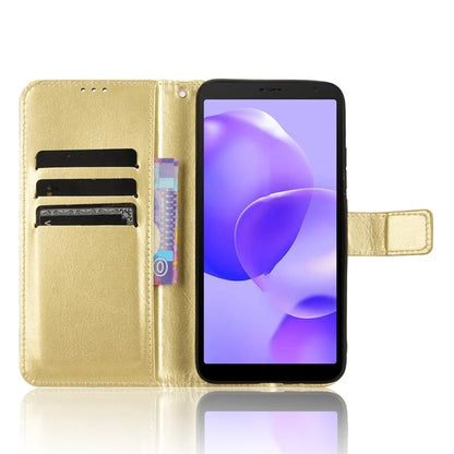 For TCL 502 Phone Case Crazy Horse Texture PU Leather Wallet Flip Cover