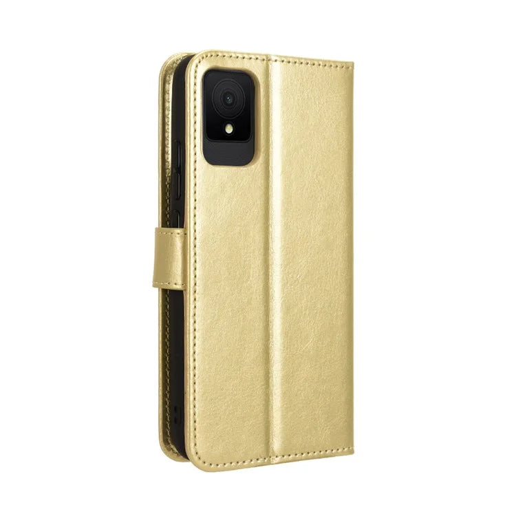 For TCL 502 Phone Case Crazy Horse Texture PU Leather Wallet Flip Cover