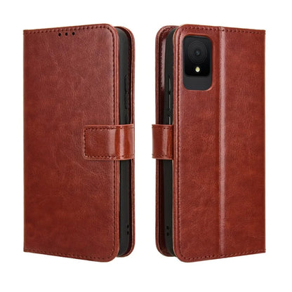 For TCL 502 Phone Case Crazy Horse Texture PU Leather Wallet Flip Cover