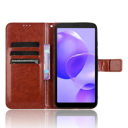 For TCL 502 Phone Case Crazy Horse Texture PU Leather Wallet Flip Cover
