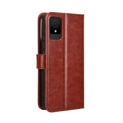 For TCL 502 Phone Case Crazy Horse Texture PU Leather Wallet Flip Cover