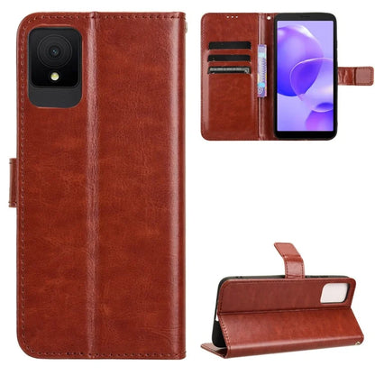 For TCL 502 Phone Case Crazy Horse Texture PU Leather Wallet Flip Cover