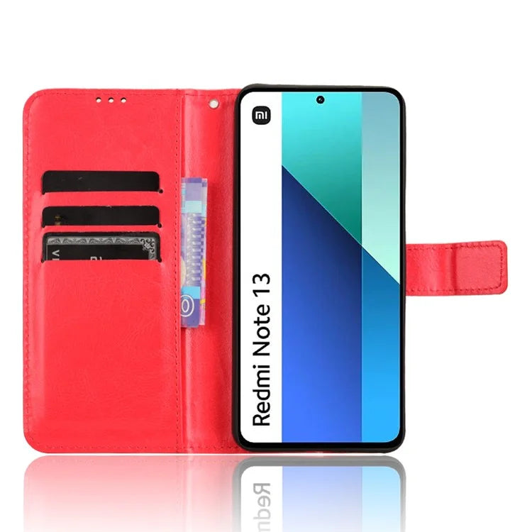 For Xiaomi Redmi Note 13 4G Wallet Leather Phone Case Crazy Horse Texture