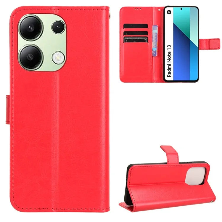For Xiaomi Redmi Note 13 4G Wallet Leather Phone Case Crazy Horse Texture