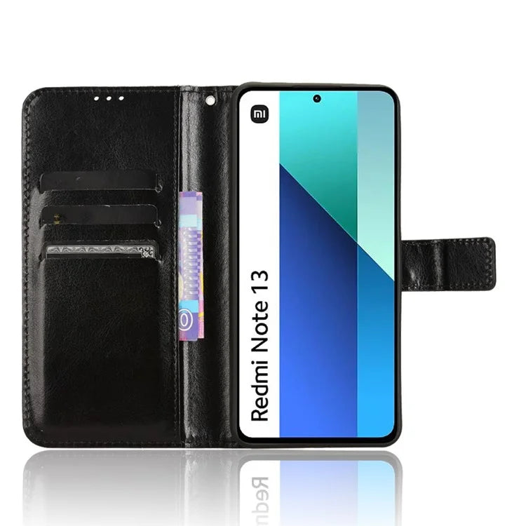 For Xiaomi Redmi Note 13 4G Wallet Leather Phone Case Crazy Horse Texture