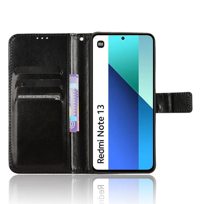 For Xiaomi Redmi Note 13 4G Wallet Leather Phone Case Crazy Horse Texture