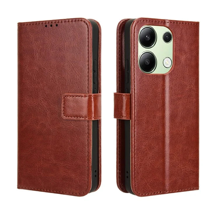 For Xiaomi Redmi Note 13 4G Wallet Leather Phone Case Crazy Horse Texture
