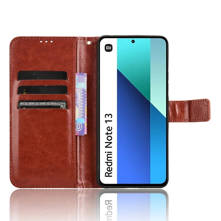 For Xiaomi Redmi Note 13 4G Wallet Leather Phone Case Crazy Horse Texture