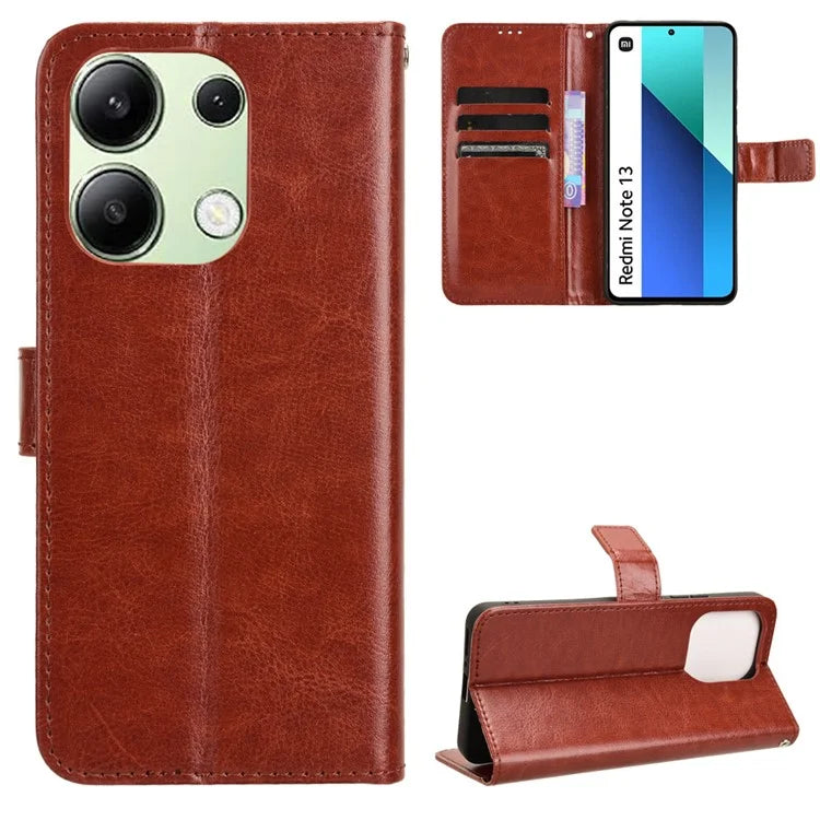 For Xiaomi Redmi Note 13 4G Wallet Leather Phone Case Crazy Horse Texture