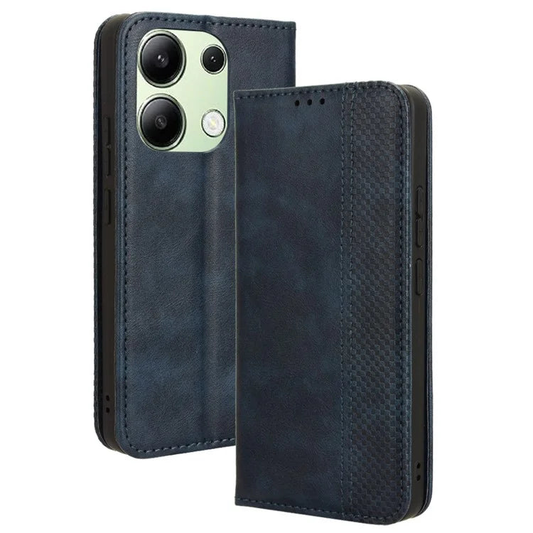 For Xiaomi Redmi Note 13 4G Leather Case Wallet Folding Stand Retro Phone Cover
