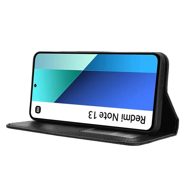 For Xiaomi Redmi Note 13 4G Leather Case Wallet Folding Stand Retro Phone Cover