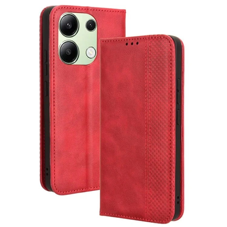 For Xiaomi Redmi Note 13 4G Leather Case Wallet Folding Stand Retro Phone Cover