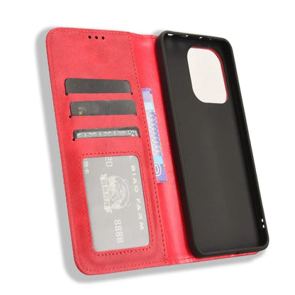 For Xiaomi Redmi Note 13 4G Leather Case Wallet Folding Stand Retro Phone Cover
