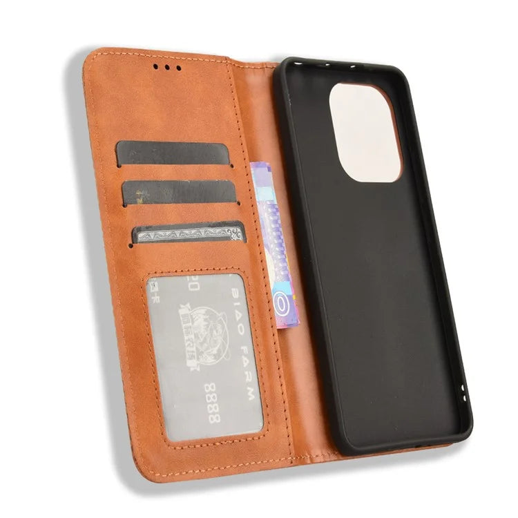 For Xiaomi Redmi Note 13 4G Leather Case Wallet Folding Stand Retro Phone Cover