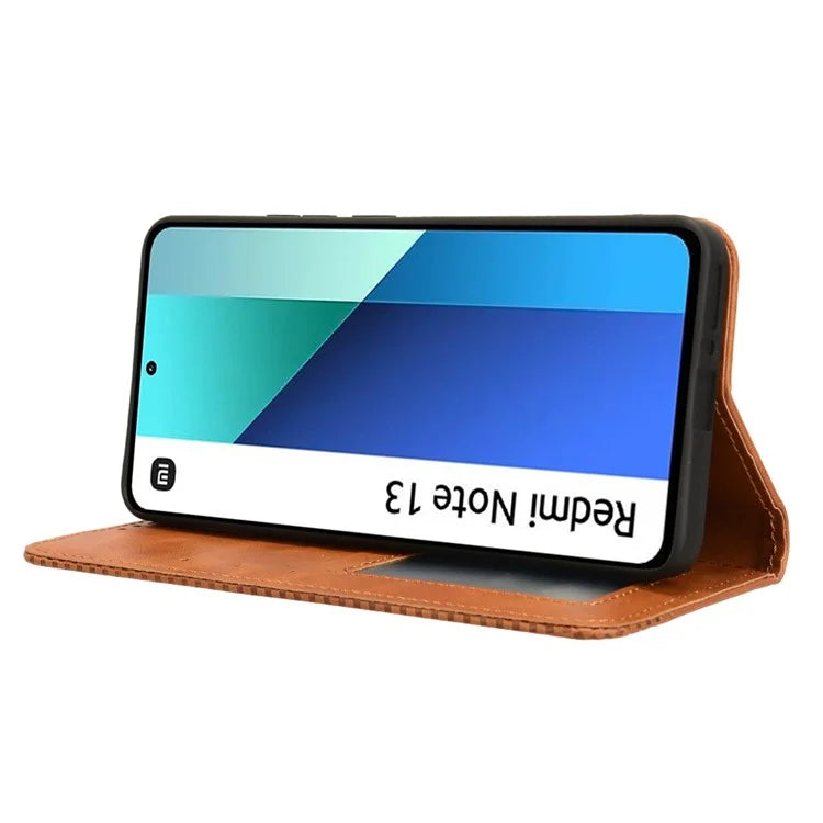 For Xiaomi Redmi Note 13 4G Leather Case Wallet Folding Stand Retro Phone Cover