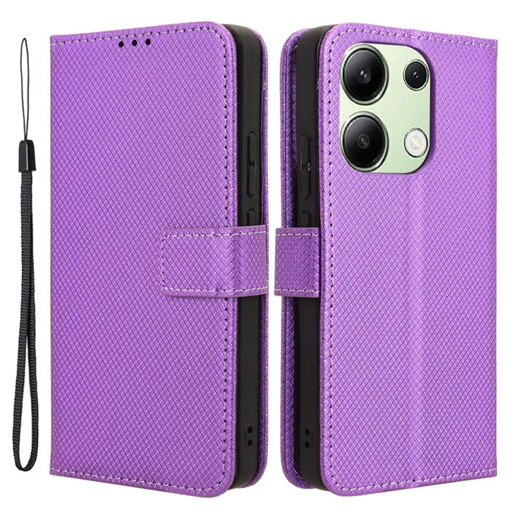For Xiaomi Redmi Note 13 4G Wallet Phone Case Diamond Texture PU Leather Cover