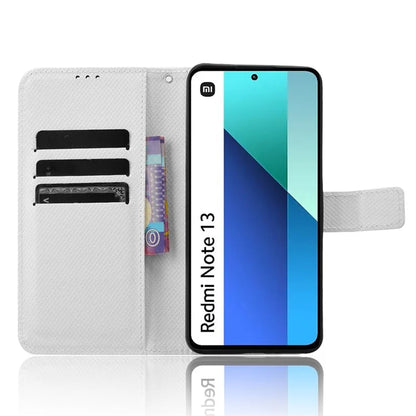 For Xiaomi Redmi Note 13 4G Wallet Phone Case Diamond Texture PU Leather Cover