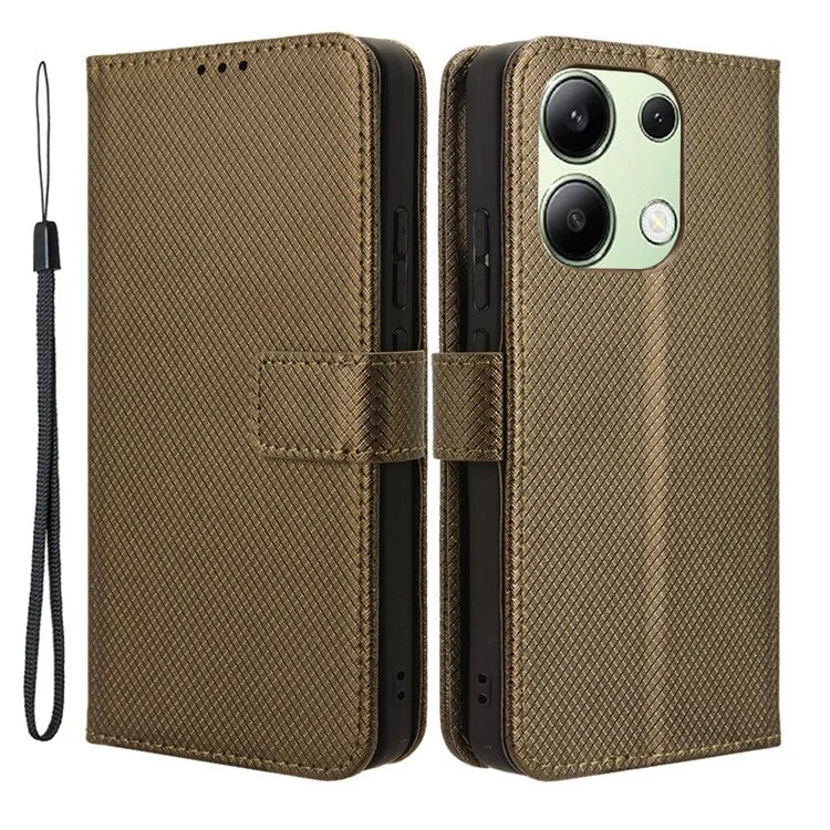 For Xiaomi Redmi Note 13 4G Wallet Phone Case Diamond Texture PU Leather Cover