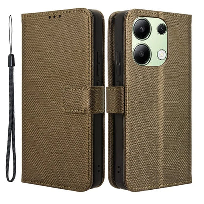 For Xiaomi Redmi Note 13 4G Wallet Phone Case Diamond Texture PU Leather Cover