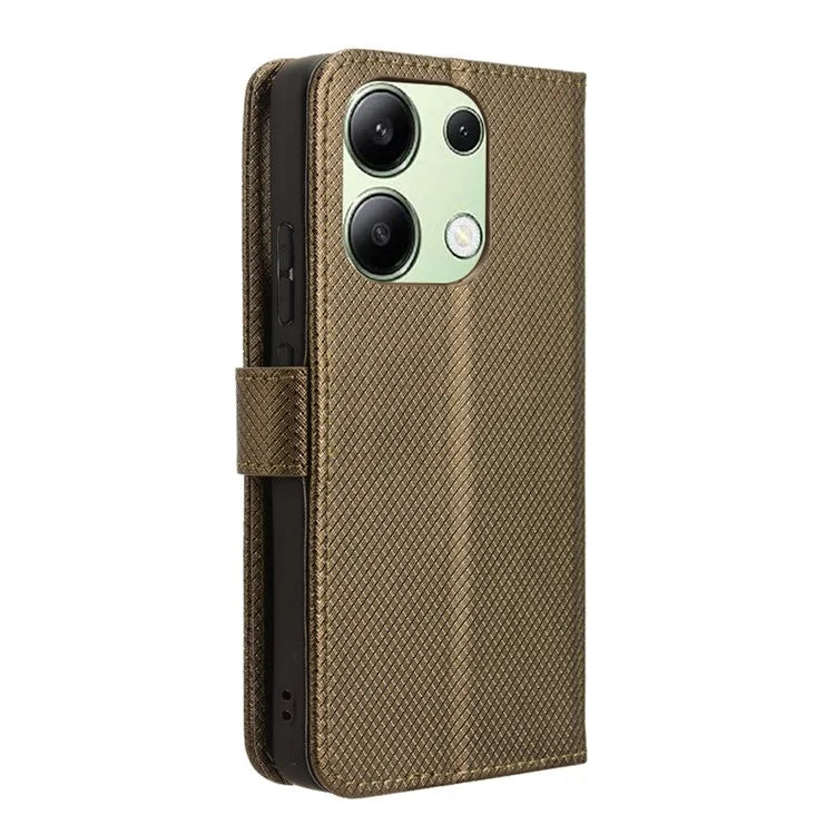 For Xiaomi Redmi Note 13 4G Wallet Phone Case Diamond Texture PU Leather Cover