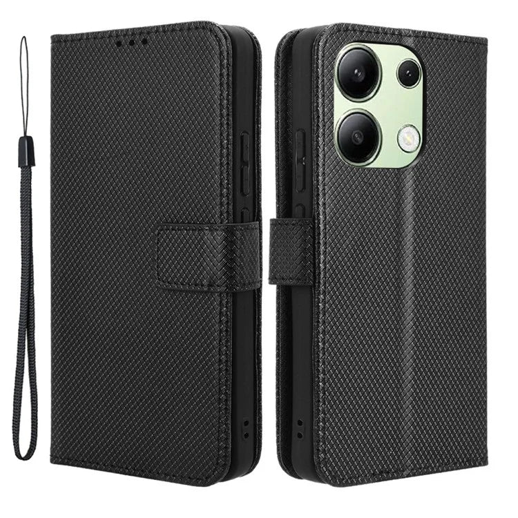 For Xiaomi Redmi Note 13 4G Wallet Phone Case Diamond Texture PU Leather Cover