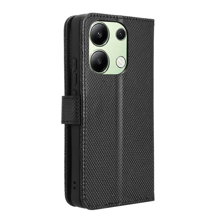 For Xiaomi Redmi Note 13 4G Wallet Phone Case Diamond Texture PU Leather Cover