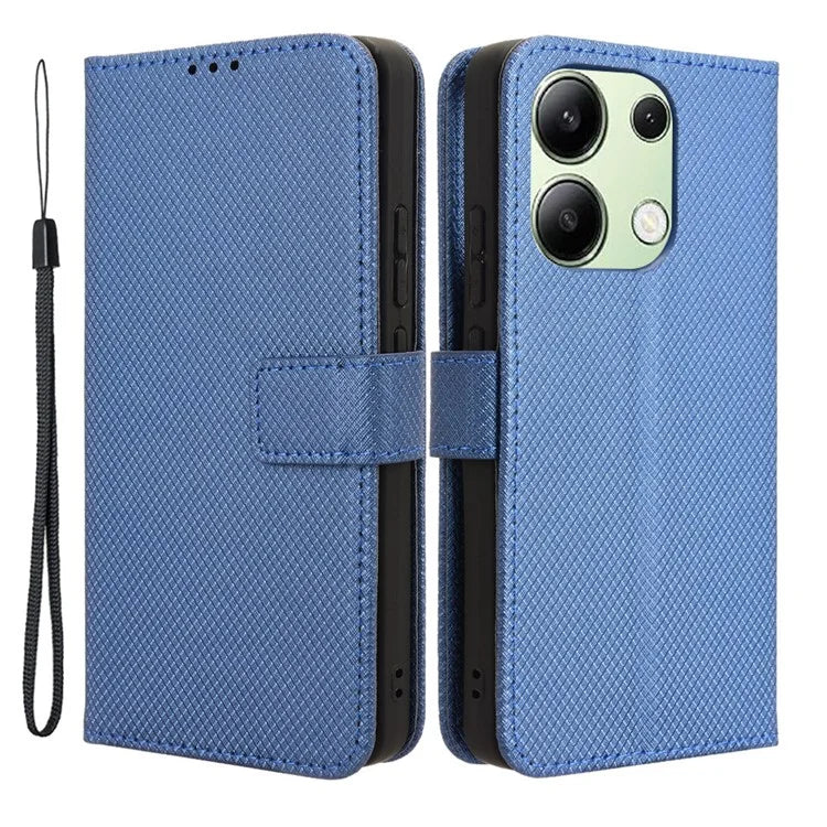 For Xiaomi Redmi Note 13 4G Wallet Phone Case Diamond Texture PU Leather Cover