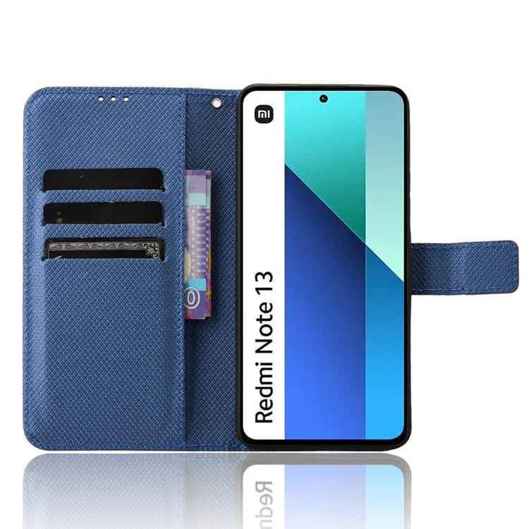 For Xiaomi Redmi Note 13 4G Wallet Phone Case Diamond Texture PU Leather Cover