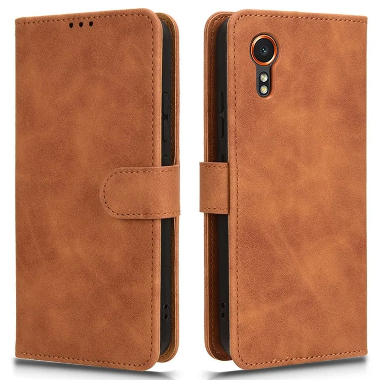 For Samsung Galaxy Xcover 7 Cell Phone Case Skin-touch Folio PU Leather Wallet Cover