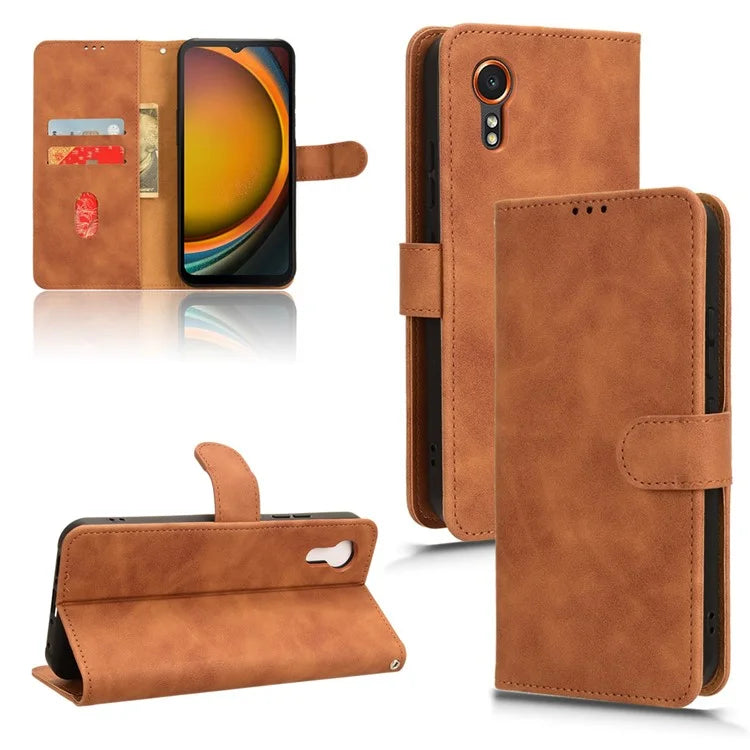 For Samsung Galaxy Xcover 7 Cell Phone Case Skin-touch Folio PU Leather Wallet Cover