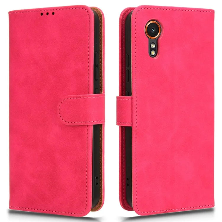 For Samsung Galaxy Xcover 7 Cell Phone Case Skin-touch Folio PU Leather Wallet Cover