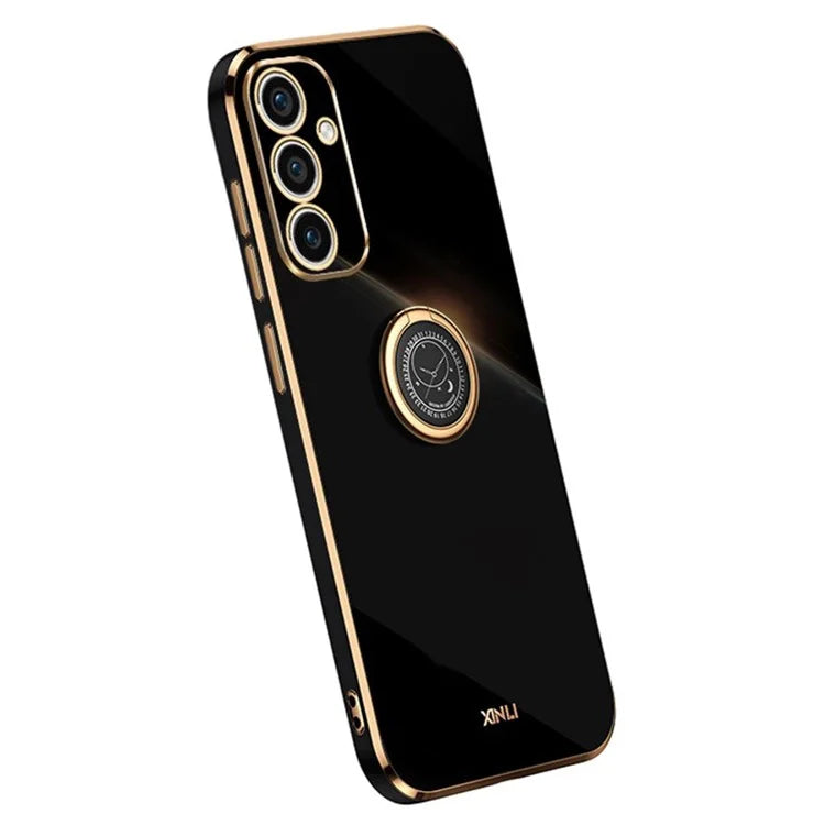 XINLI For Samsung Galaxy A55 5G Cell Phone Case Electroplating Gold Edge Kickstand Shell
