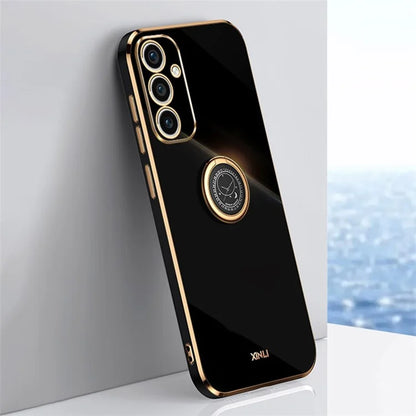 XINLI For Samsung Galaxy A55 5G Cell Phone Case Electroplating Gold Edge Kickstand Shell