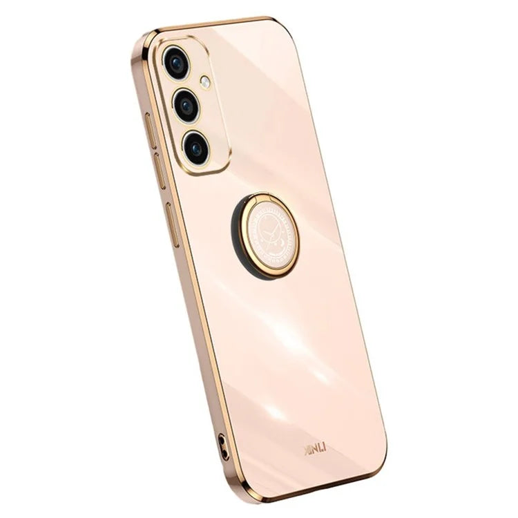 XINLI For Samsung Galaxy A55 5G Cell Phone Case Electroplating Gold Edge Kickstand Shell