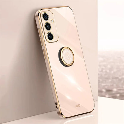 XINLI For Samsung Galaxy A55 5G Cell Phone Case Electroplating Gold Edge Kickstand Shell