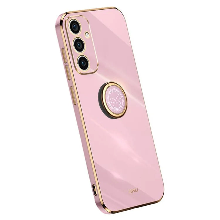 XINLI For Samsung Galaxy A55 5G Cell Phone Case Electroplating Gold Edge Kickstand Shell