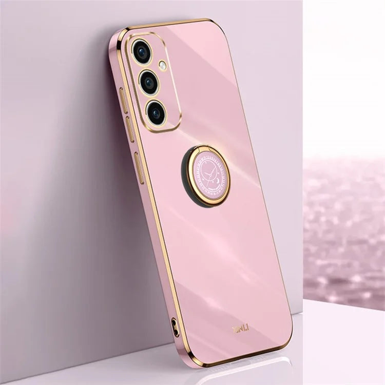 XINLI For Samsung Galaxy A55 5G Cell Phone Case Electroplating Gold Edge Kickstand Shell
