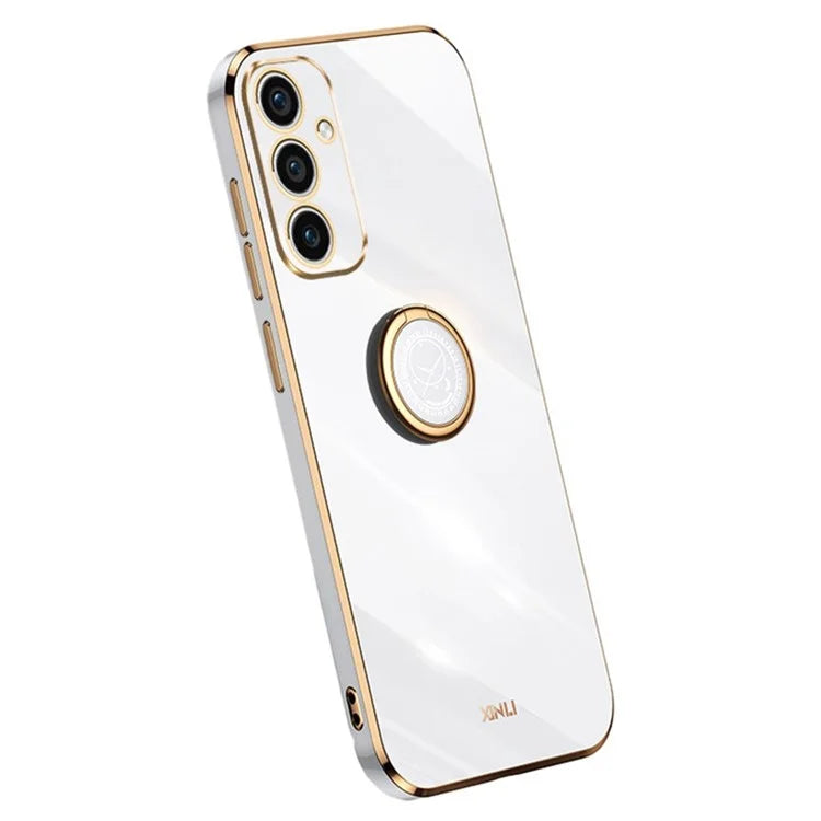 XINLI For Samsung Galaxy A55 5G Cell Phone Case Electroplating Gold Edge Kickstand Shell