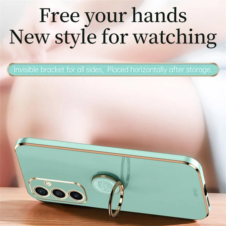 XINLI For Samsung Galaxy A55 5G Cell Phone Case Electroplating Gold Edge Kickstand Shell