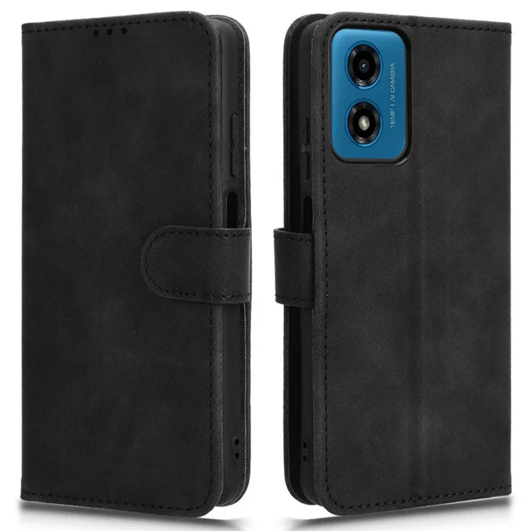 For Motorola Moto G04 4G / G24 4G Case Skin-Feel PU Leather Flip Phone Cover with Wallet