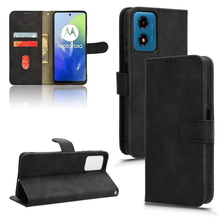 For Motorola Moto G04 4G / G24 4G Case Skin-Feel PU Leather Flip Phone Cover with Wallet